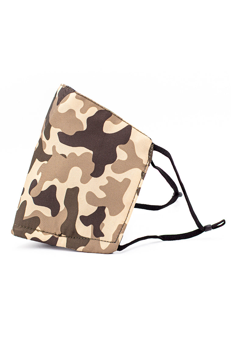 Máscara de moda cinta ajustável w / nariz fio-marrom camo