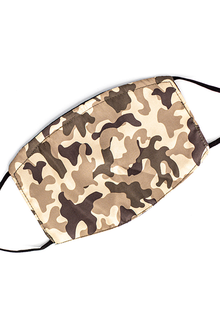 Máscara de moda cinta ajustável w / nariz fio-marrom camo