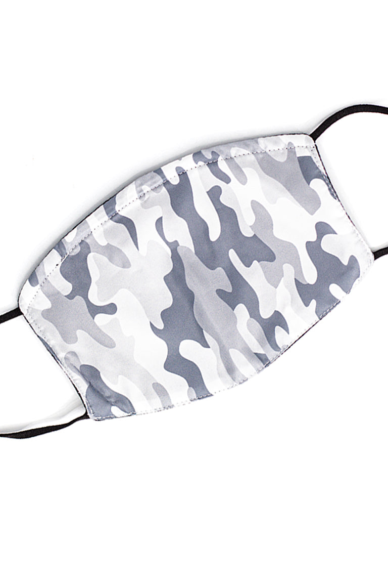 Máscara de moda de alça ajustável com fio de nariz - Camuflagem branca