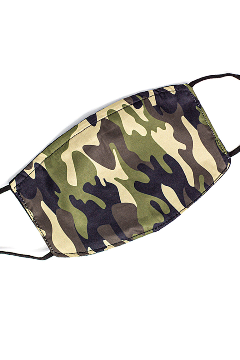 Mascarilla de moda de correa ajustable con / nariz CAMO GREEN