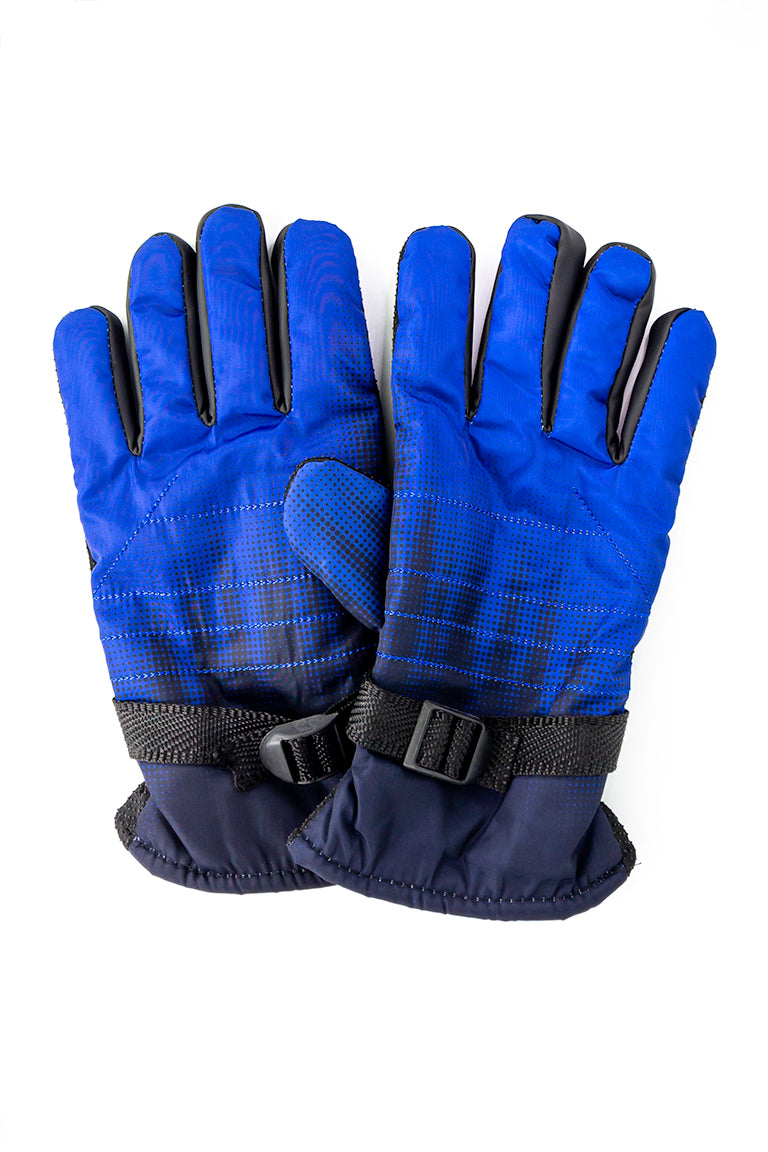 Heavy gloves colored as a gradient from navy to black. The black goes from solid around the cuff to a dotted pattern towards the finger tips