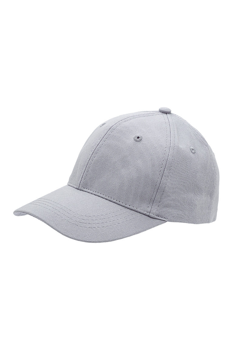 Side view of gray colored baseball hat