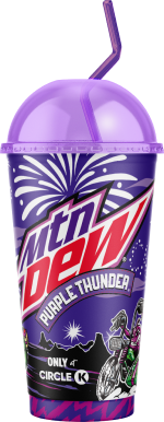 Moutain Dew Circle K Cup Purple Thunder as a purple cup after the color change