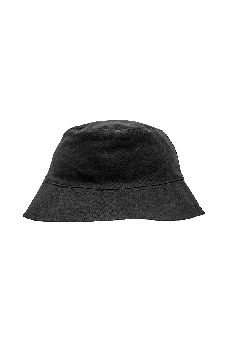 A flat view of the black color for a floppy bucket hat