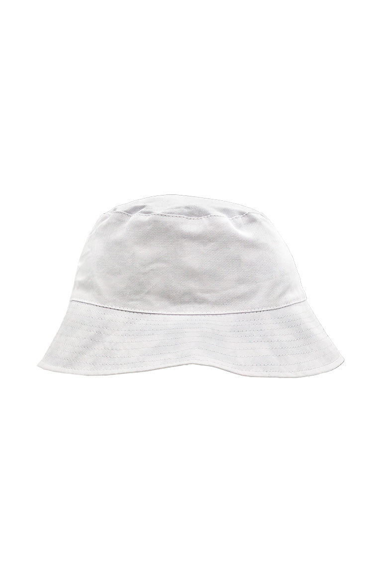 A flat view of the white color for a floppy bucket hat