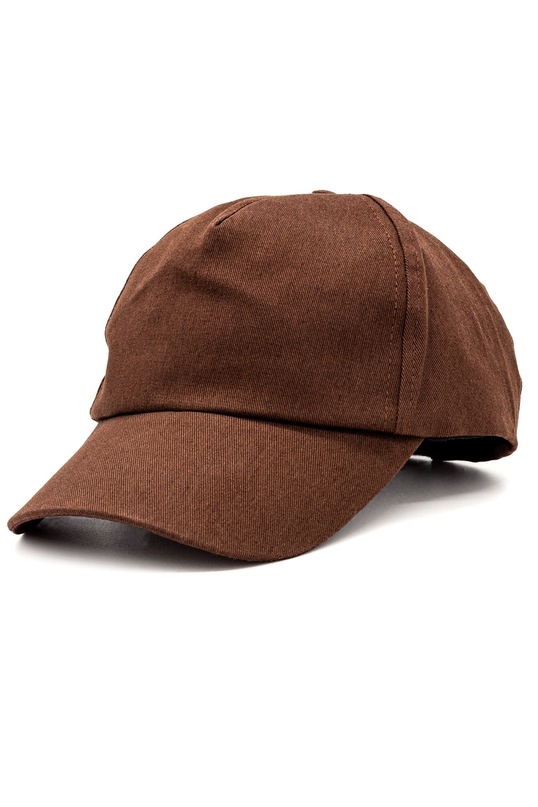 Front view of brown color baseball hat