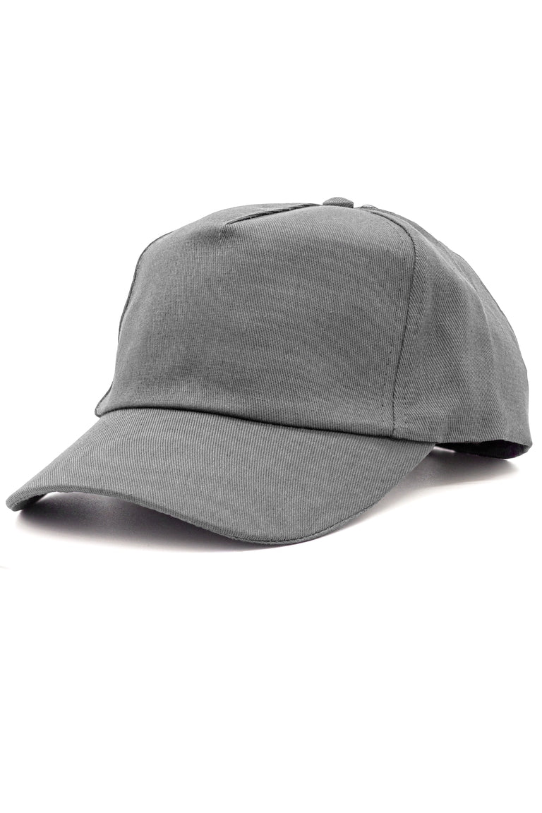Front view of dark gray color baseball hat