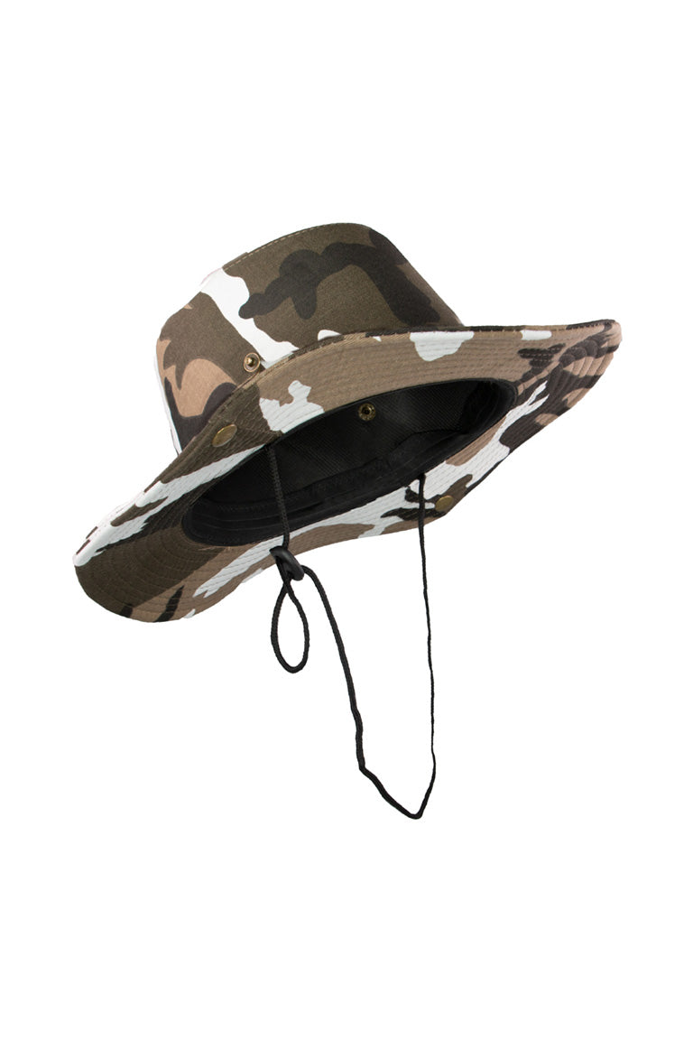 bucket hat with camo brown color
