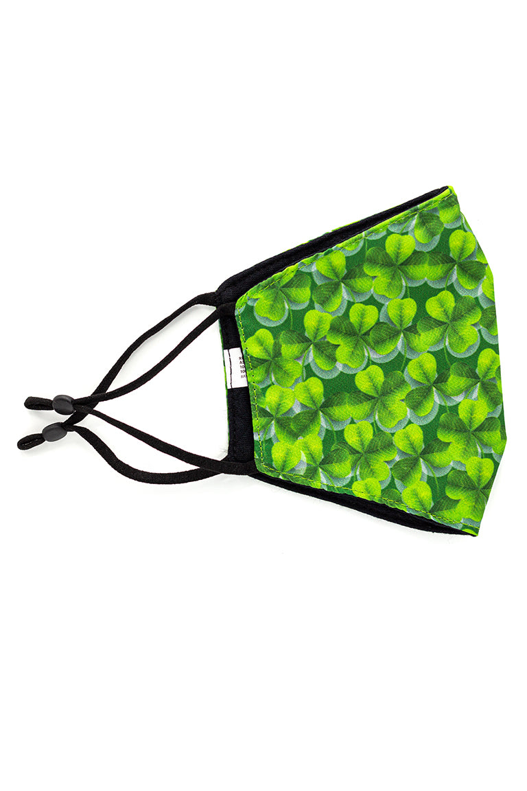 Face mask with clover pattern side view