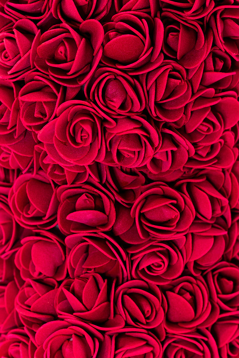 A close up shot of the red color foam flowers