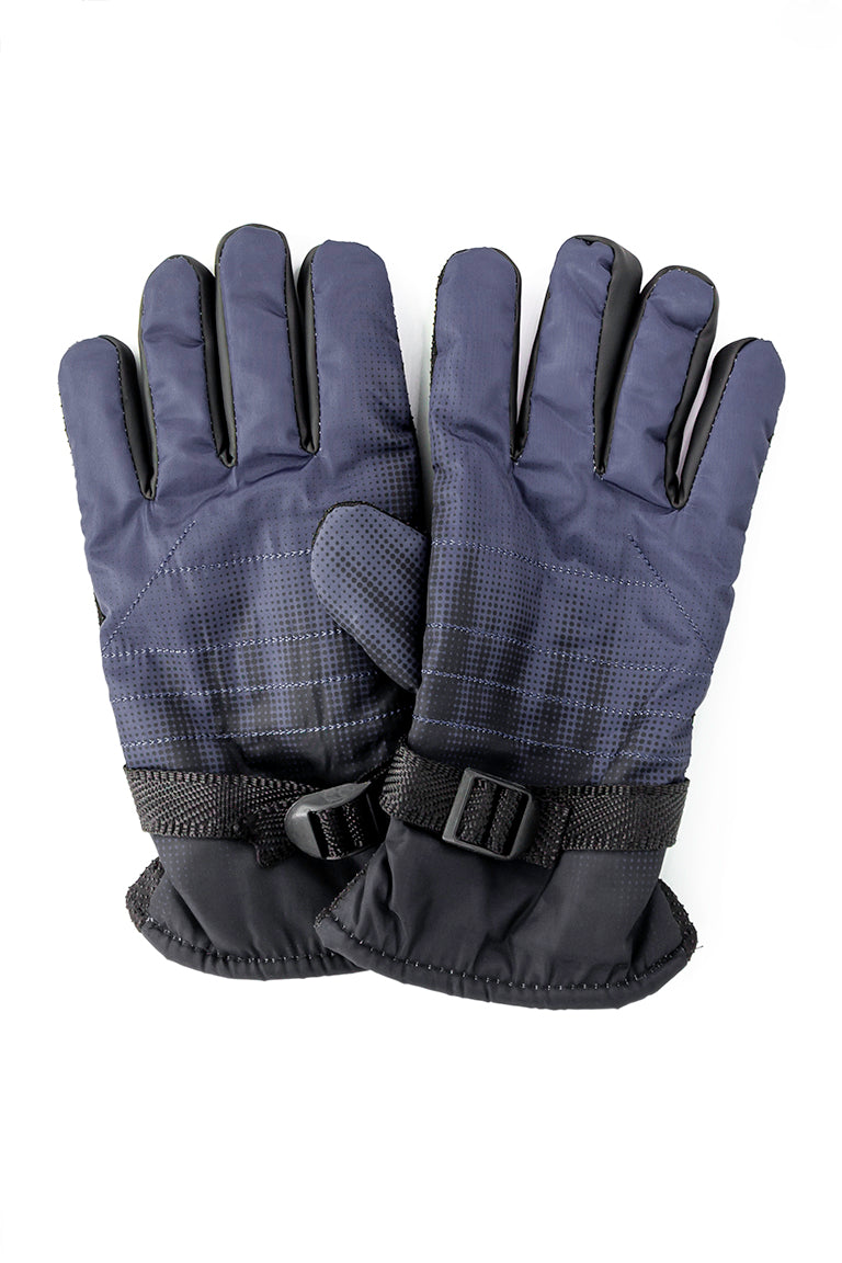 Heavy gloves colored as a gradient from gray to black. The black goes from solid around the cuff to a dotted pattern towards the finger tips