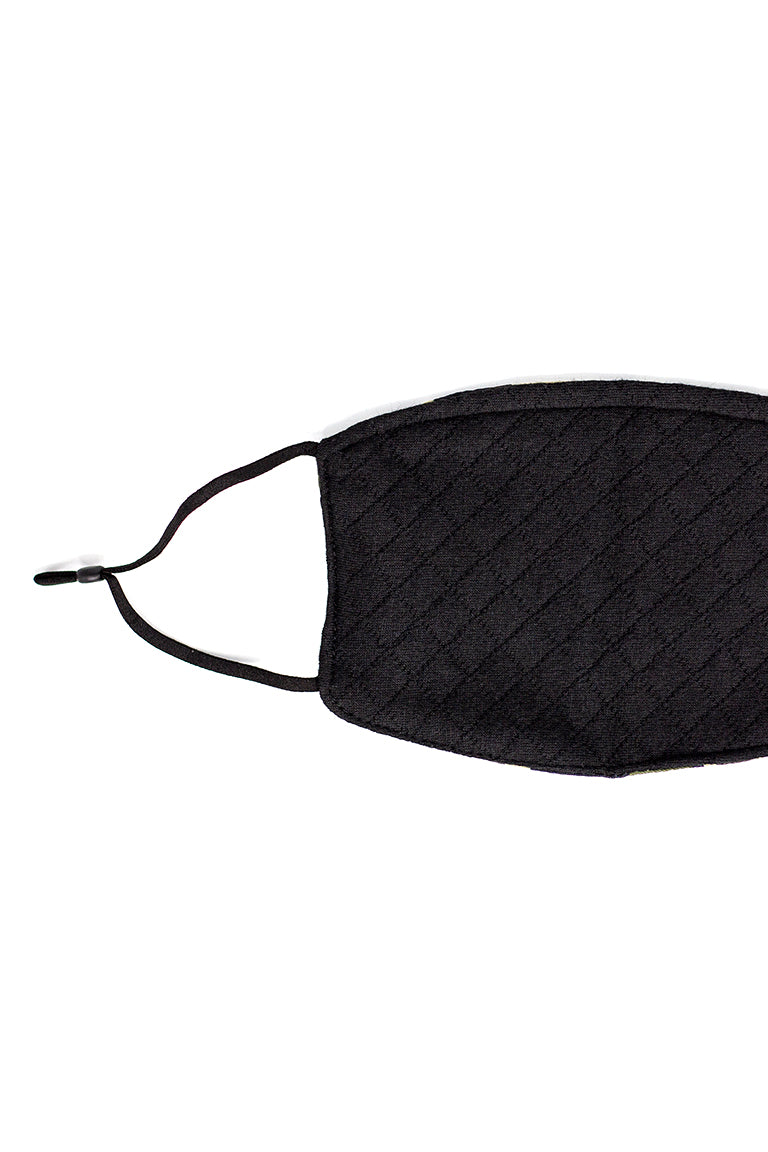 Back of face mask with black soft material