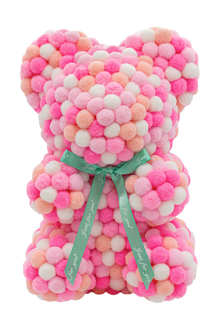Various color of pink. Bear shape ornament covered in tiny foam balls