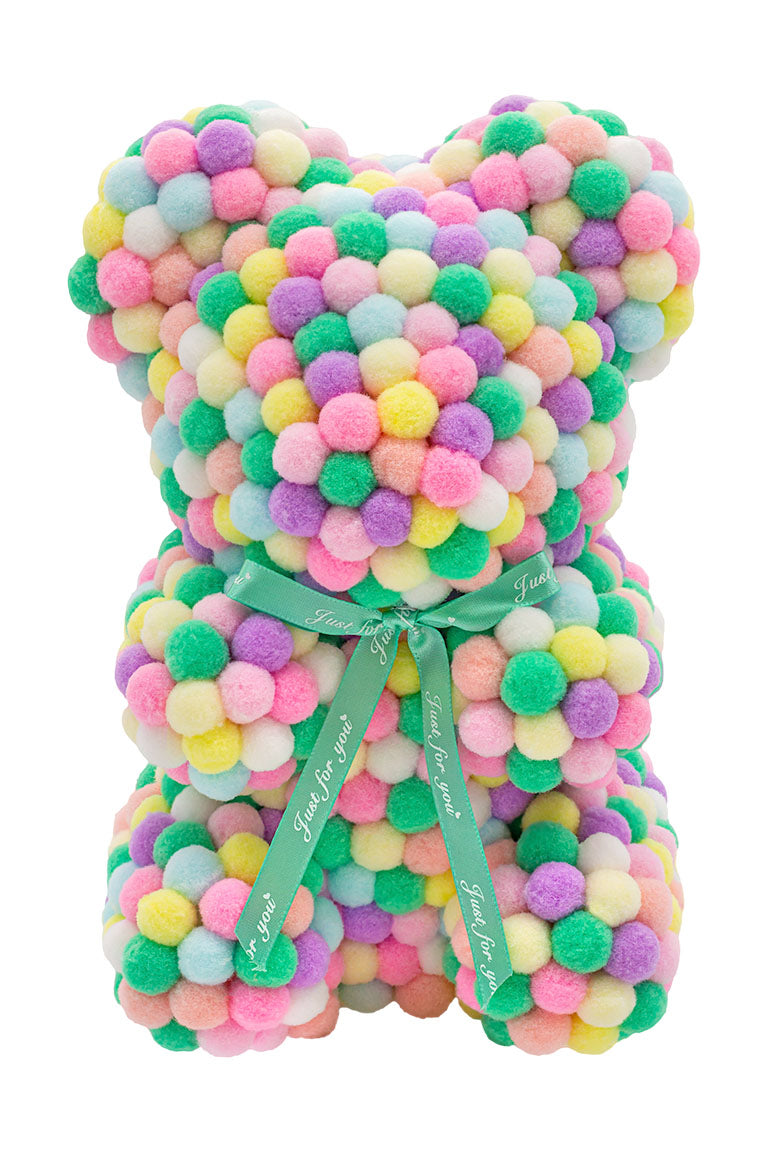 Various color of vibrant colors. Bear shape ornament covered in tiny foam balls