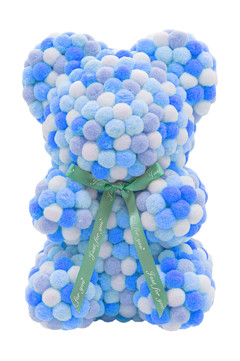 Various color of blue. Bear shape ornament covered in tiny foam balls