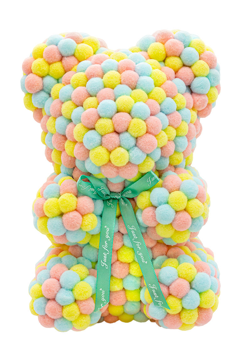 Various color of light colors. Bear shape ornament covered in tiny foam balls