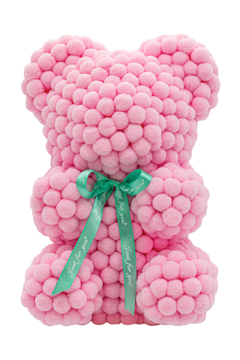 Light pink bear shape ornament covered in tiny foam balls